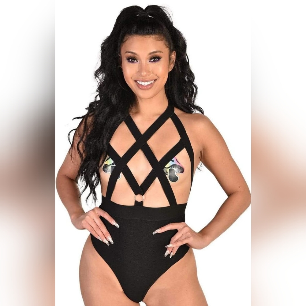 iHeartRaves Eyes Wide Shut Criss Cross Harness Bodysuit S